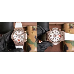 Hublot Big Bang 301.PE.230.RW.114 Replica Super Clone – Diamond Bezel & White Rubber Strap