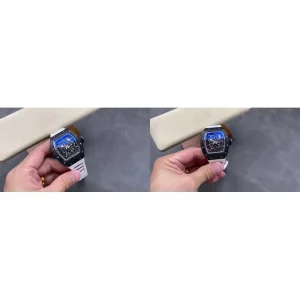 Best Richard Mille RM 055 Bubba Watson Ceramic Replica - Black Ceramic & White Strap