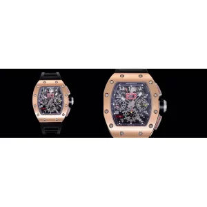 AAAAA Richard Mille RM 011 Replica – Rose Gold Case, Black Strap
