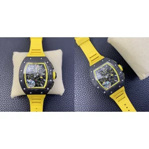 AAA Richard Mille RM 011 Replica Super Clone - Yellow Rubber Strap & Skeleton Dial