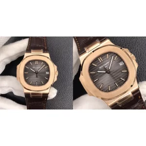 Best Patek Philippe Nautilus 5711 Replica - Rose Gold Case & Brown Leather Strap