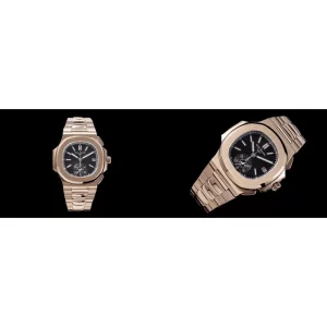 Best Patek Philippe Nautilus 5980/1R-001 Replica AAA - Rose Gold Case & Black Dial