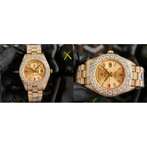 Rolex Pearlmaster 218348 replica Super Clone – Gold Dial Diamond Bezel