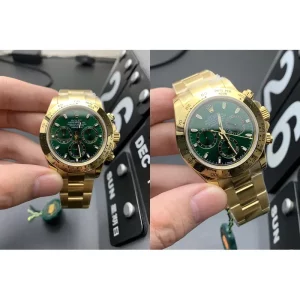AAA Rolex Daytona 116508 Replica Super Clone – Green Dial & Gold Bezel