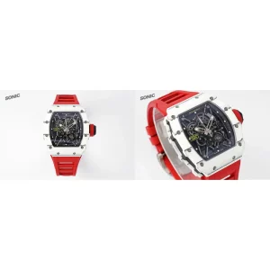 AAA Richard Mille RM 35-01 Replica – Carbon Fiber Case & Red Rubber Strap