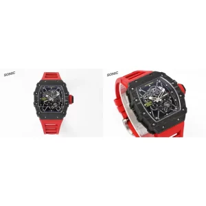 AAAAA Richard Mille RM 35-01 Replica – Carbon Fiber Case & Red Rubber Strap