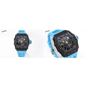 AAA Richard Mille RM 35-01 Replica Super Clone - Carbon Fiber Case & Blue Strap