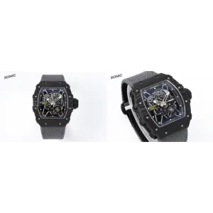 Richard Mille RM 35-01 Replica Super Clone - Carbon Fiber Case, Black Dial