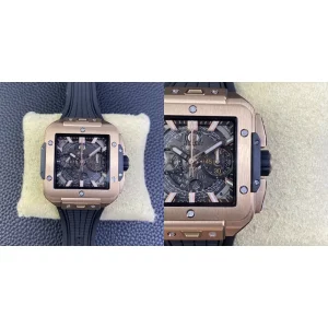 Best Hublot Square Bang Unico 821.OX.0180.RX Replica - Black Rubber Strap