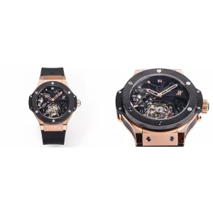 AAA Hublot Big Bang Tourbillon Replica – Rose Gold Case & Black Rubber Strap