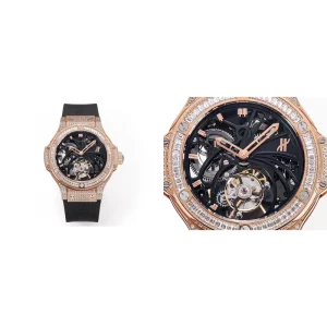 AAA Hublot Big Bang Tourbillon Replica Fake - Rose Gold Case & Skeleton Dial