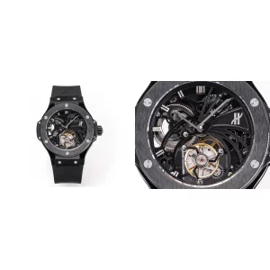 Hublot Big Bang Tourbillon Replica Super Clone – Black Ceramic & Skeleton Dial