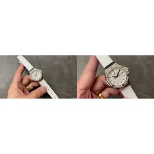 Fake Hublot Classic Fusion 581.NE.2010.RW.1204 Replica – White Dial Diamond Bezel