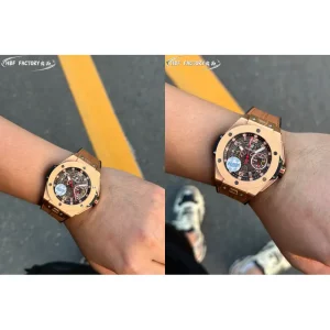 Best Hublot Big Bang Unico 401.OX.0123.VR Replica AAA - Rose Gold Dial, Leather Band