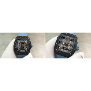 AAAAA Richard Mille RM 53-01 Replica Tourbillon - Carbon Fiber Case & Blue Rubber Strap