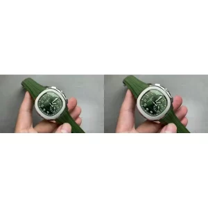 AAA Patek Philippe Aquanaut 5968G-010 Replica Super Clone - Olive Green Rubber Strap