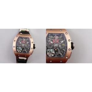 Best Richard Mille RM 011 Replica Super Clone - Camo Strap & Rose Gold Case