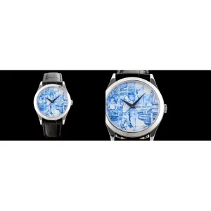 Best AAAAA Patek Philippe Calatrava 5089G-062 Replica - Blue/White Dial & Leather Strap