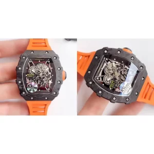 Best Richard Mille RM 35-02 Replica Super Clone – Carbon Fiber & Orange Rubber