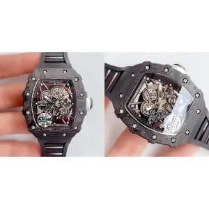 Best Richard Mille RM 35-02 Replica Swiss – Black Skeleton Dial & Carbon Fiber Case