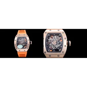 Richard Mille RM 035 Replica Super Clone AAA – Rose Gold & Orange Rubber Strap