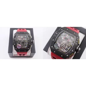 Swiss Richard Mille RM 11-03 Replica Super Clone - Carbon Fiber & Red Rubber