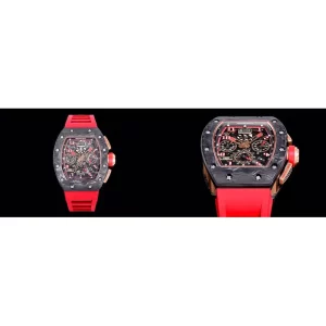 Swiss Richard Mille RM 011 Replica Super Clone - Carbon Fiber & Red Rubber