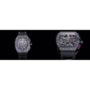 AAAAA Richard Mille RM 011 Replica Swiss - Black Rubber & Skeleton Dial