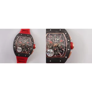 AAA Swiss Richard Mille RM 011 Replica - Carbon Fiber & Red Rubber