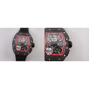 Best Replica Richard Mille RM 011 Super Clone - Carbon Fiber & Black Rubber Strap