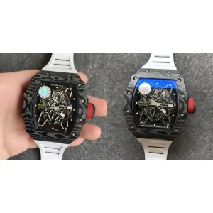 Best Richard Mille RM 35-02 Replica - Black Skeleton Dial & White Rubber Strap