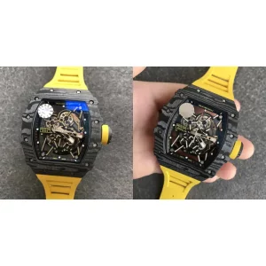 Richard Mille RM 35-02 Replica Super Clone - Carbon Fiber Case & Yellow Rubber Strap