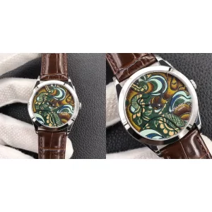 Best Patek Philippe Calatrava 5077P-103 Replica - Brown Dial Leather Strap
