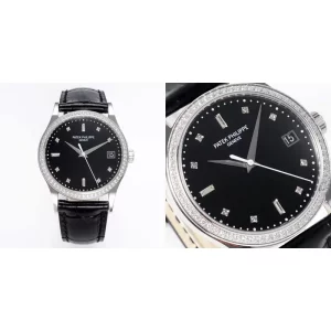 Patek Philippe Calatrava 5297G-001 Replica Super Clone - Black Dial & Stainless Steel