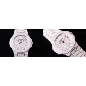 Best Patek Philippe Nautilus 5719/10G-010 Replica Swiss - Diamond Dial & Stainless Steel