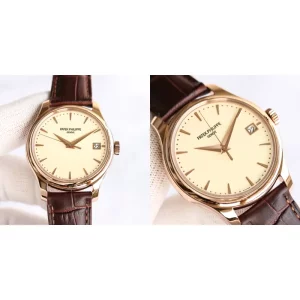 Best Patek Philippe Calatrava 5227R-001 Replica AAA - Ivory Dial & Brown Leather