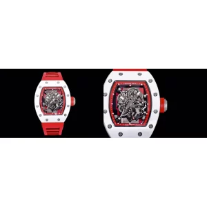 AAA Richard Mille RM 055 Replica - White Ceramic Case & Red Strap