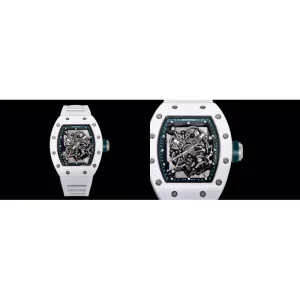 Best Richard Mille RM 055 Replica Super Clone - White Ceramic Case & Skeleton Dial