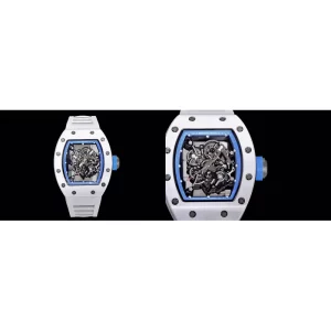 Best Richard Mille RM 055 Replica Swiss - Silver Skeleton Dial & White Case