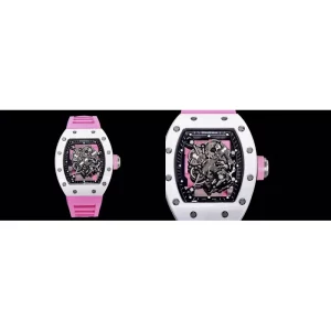 AAA Richard Mille RM 055 Replica Swiss - White Case & Pink Strap