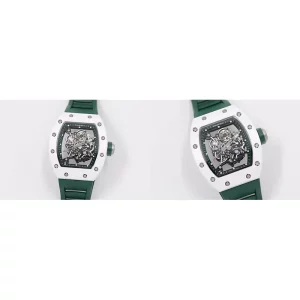 AAA Richard Mille RM 055 Replica Super Clone - Green Rubber Strap & Skeleton Dial
