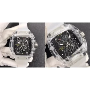 Best Richard Mille RM 35-02 Replica Swiss – Transparent Case & White Rubber Strap