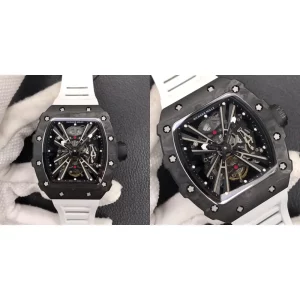 Best Richard Mille RM 12-01 Replica Super Clone - Skeleton Dial White Rubber Strap