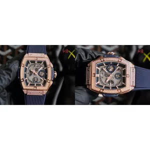 AAA Hublot Spirit Of Big Bang Replica - Rose Gold Case & Blue Rubber Strap