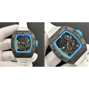 AAA Richard Mille RM 055 Replica Super Clone - White Rubber Strap & Skeleton Dial