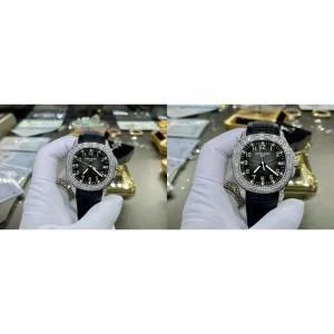 Fake Patek Philippe Aquanaut 5096G-001 Replica - Black Dial, Diamond Bezel