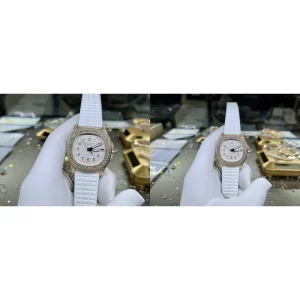 AAAAA Patek Philippe Nautilus 5268/200R-001 Replica - Diamond Bezel, White Rubber Strap