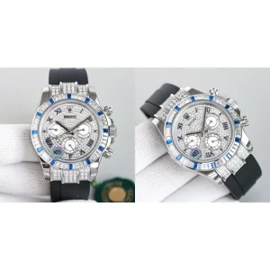 Rolex Daytona 116599-12 SA Replica AAAAA - Diamond Bezel & Black Rubber Strap