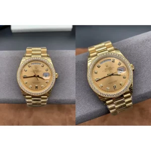 AAAAA Rolex Day-Date 228348RBR Replica Super Clone - Gold Dial & Bezel