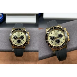 Best Rolex Daytona 116518LN Replica Swiss - Gold Dial & Rubber Strap